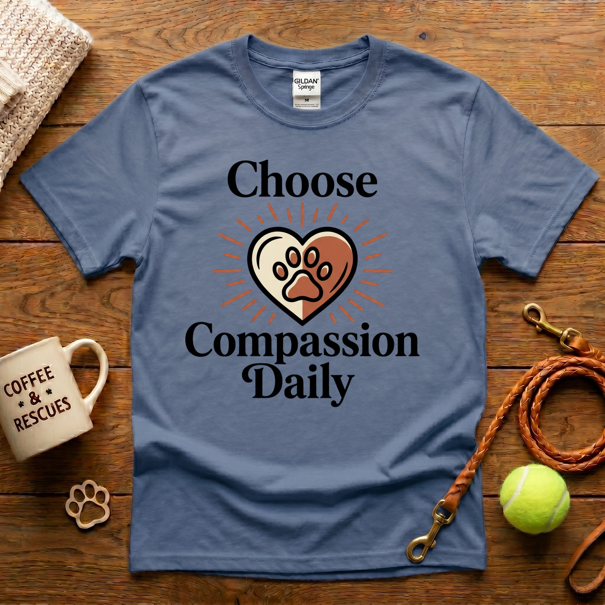 Choose Compassion Daily Animal Rescue T-Shirt - Tattoo Badge