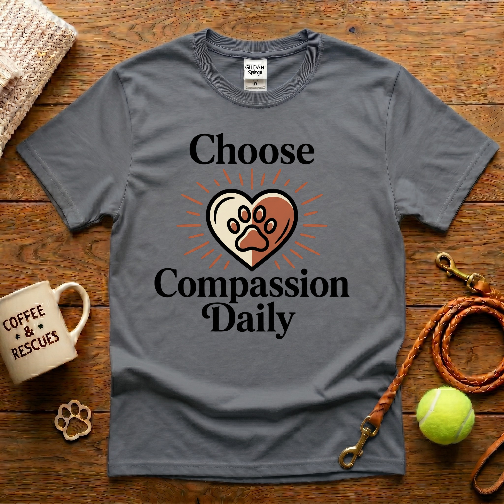 Choose Compassion Daily Animal Rescue T-Shirt - Tattoo Badge