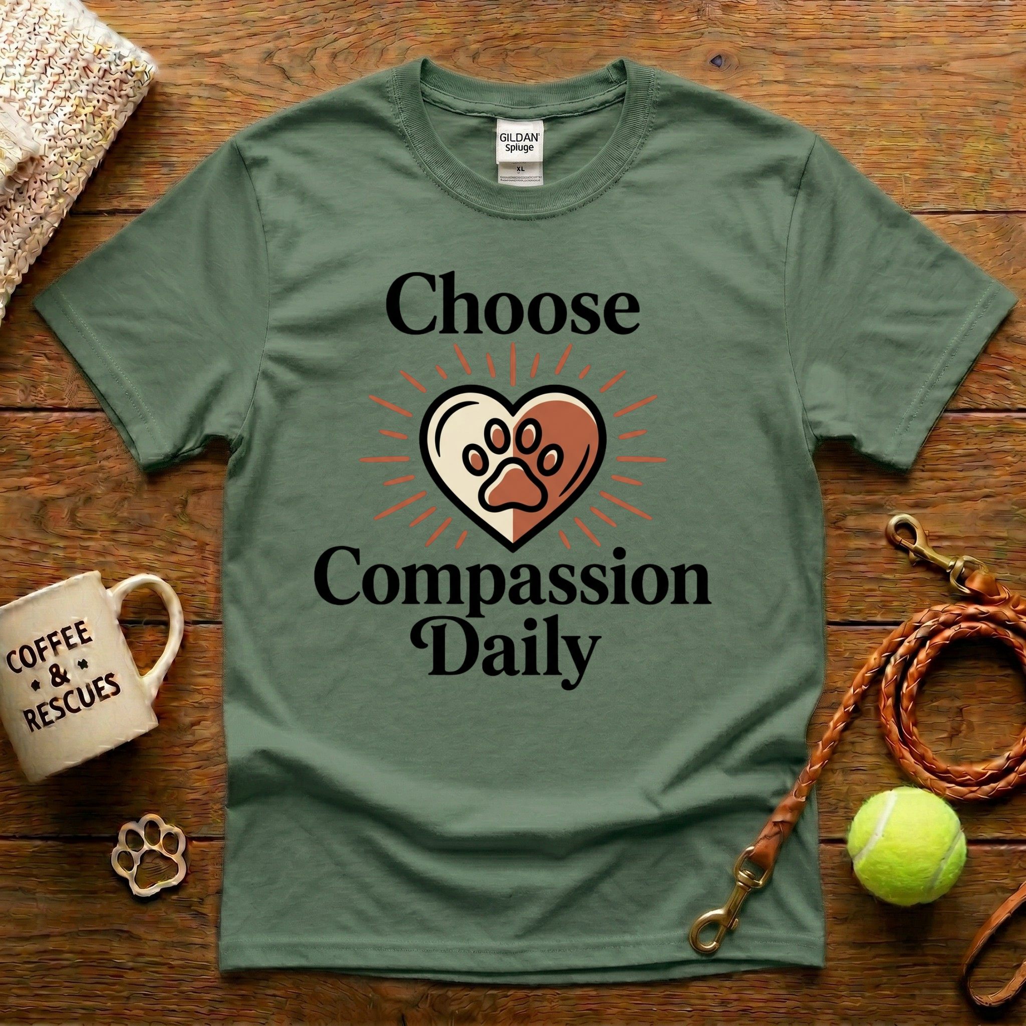 Choose Compassion Daily Animal Rescue T-Shirt - Tattoo Badge