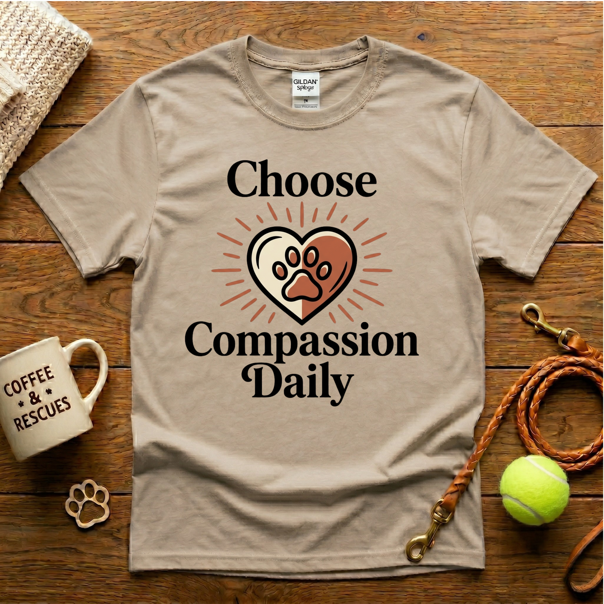 Choose Compassion Daily Animal Rescue T-Shirt - Tattoo Badge