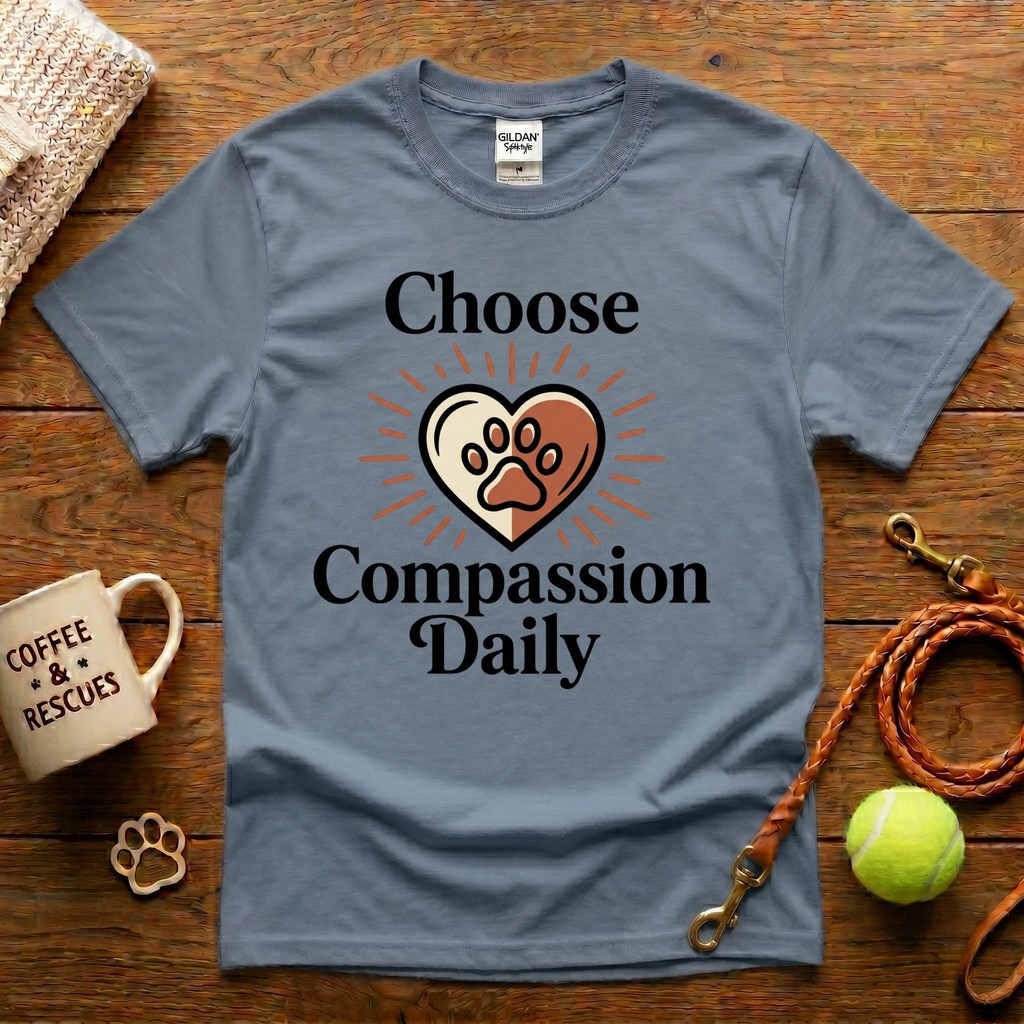 Choose Compassion Daily Animal Rescue T-Shirt - Tattoo Badge