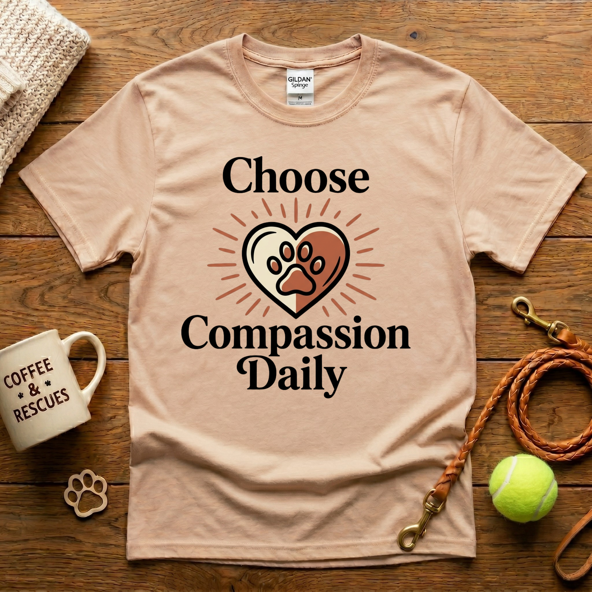 Choose Compassion Daily Animal Rescue T-Shirt - Tattoo Badge
