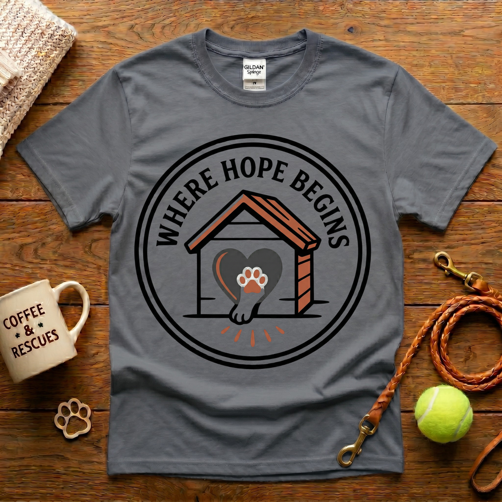 Where Hope Begins Animal Rescue T-Shirt - Tattoo Badge