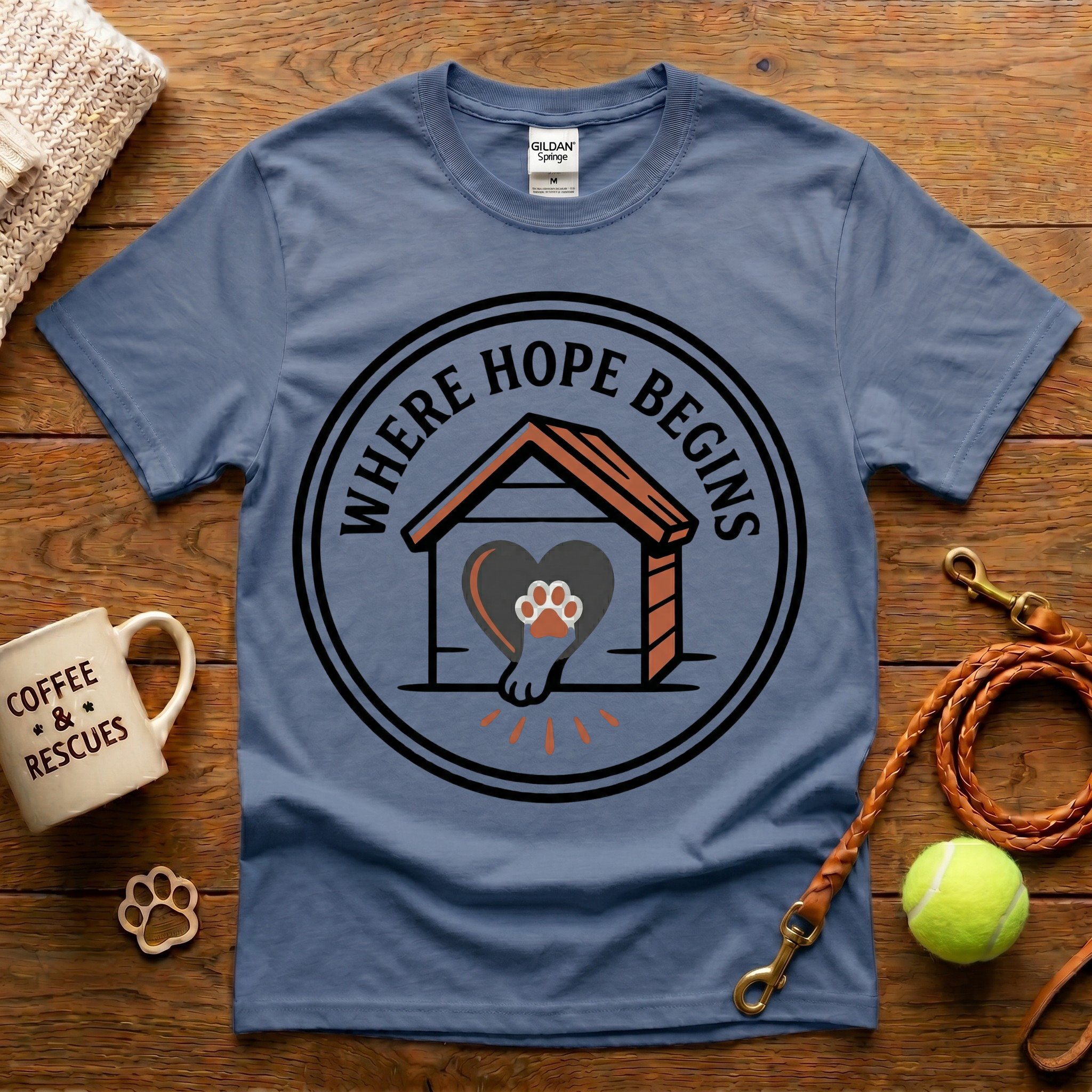 Where Hope Begins Animal Rescue T-Shirt - Tattoo Badge