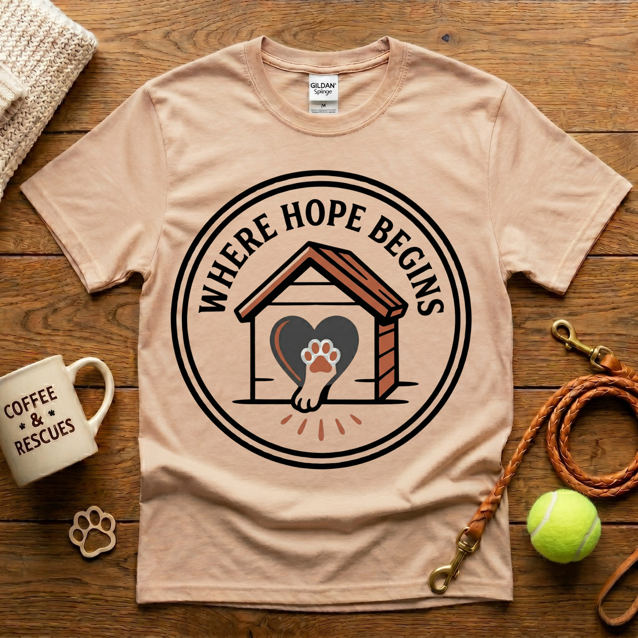 Where Hope Begins Animal Rescue T-Shirt - Tattoo Badge