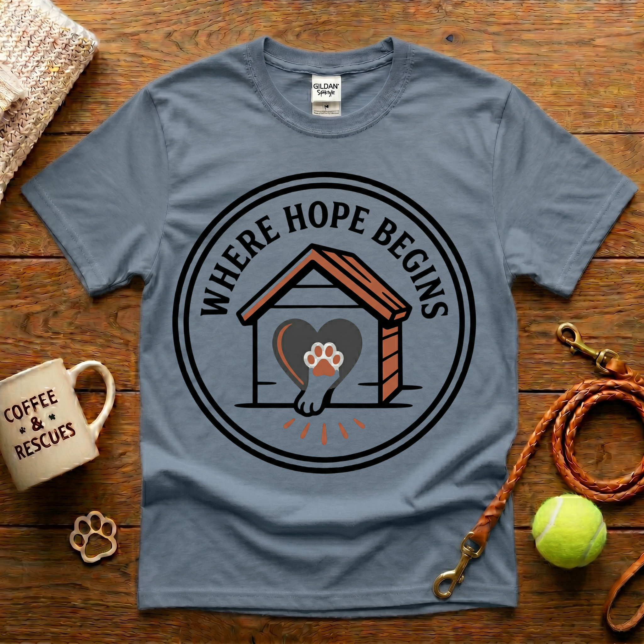 Where Hope Begins Animal Rescue T-Shirt - Tattoo Badge