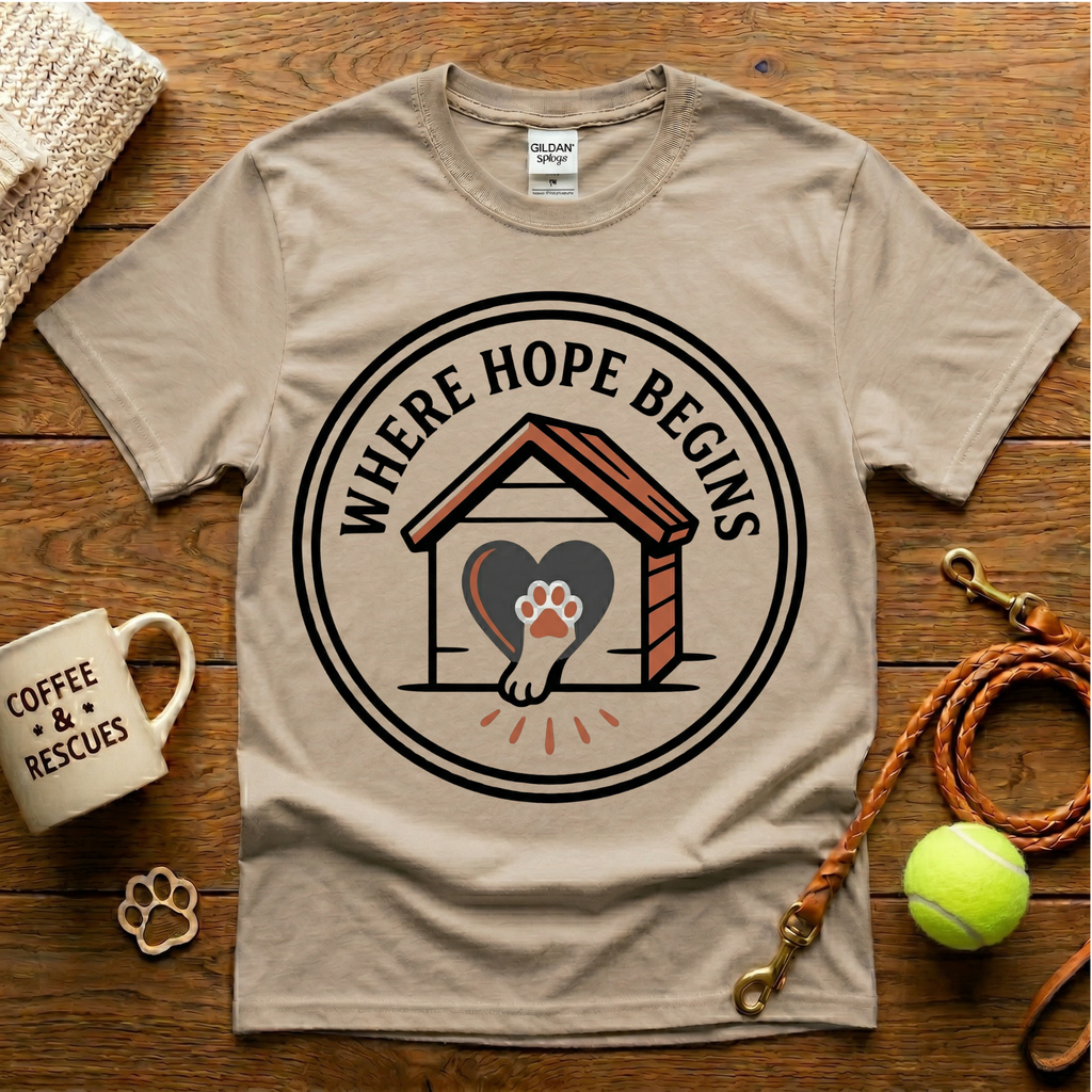 Where Hope Begins Animal Rescue T-Shirt - Tattoo Badge