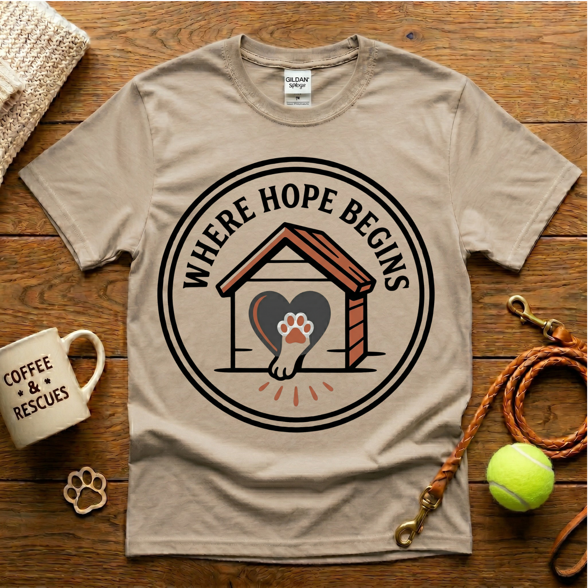 Where Hope Begins Animal Rescue T-Shirt - Tattoo Badge