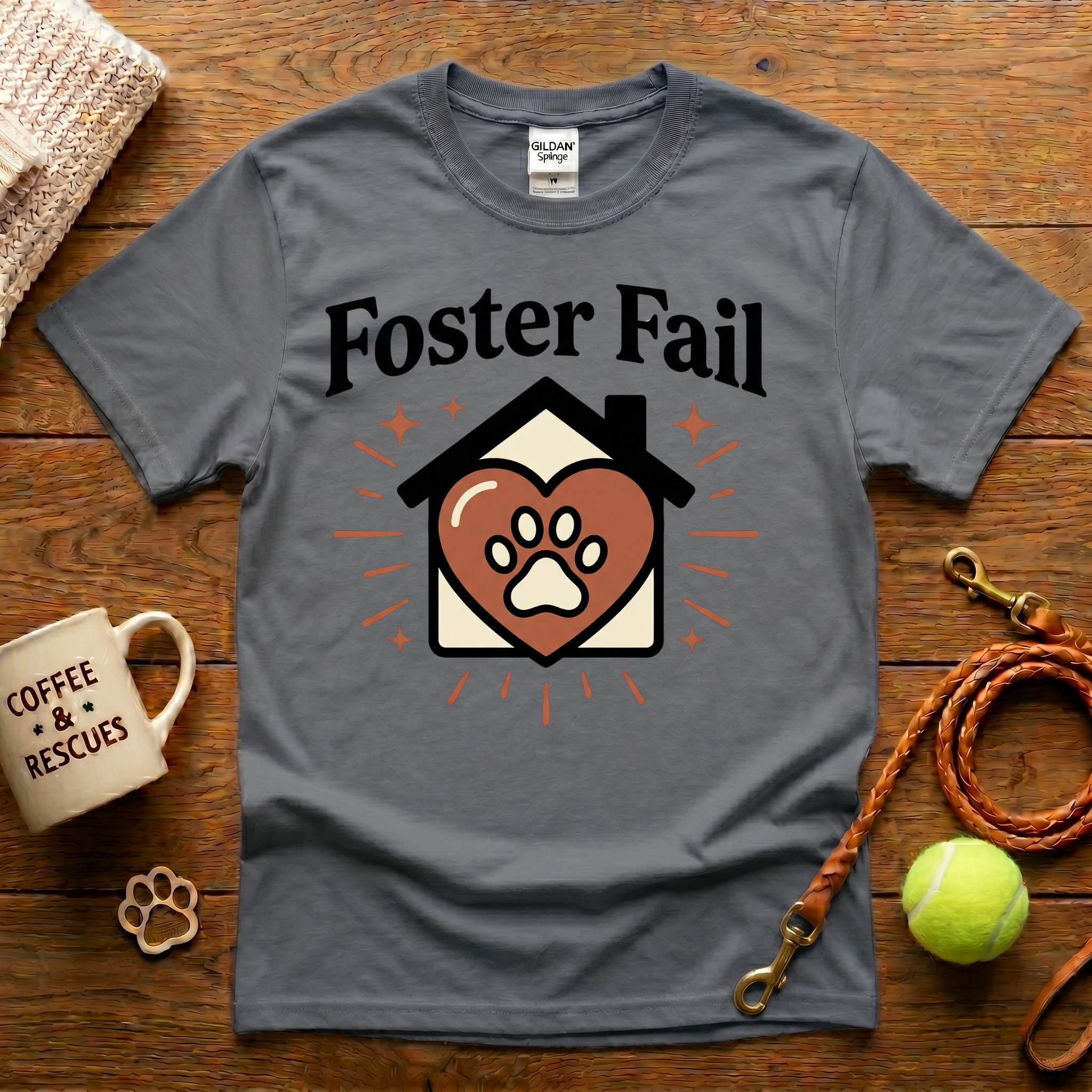 Foster Fail Animal Rescue T-Shirt - Tattoo Badge