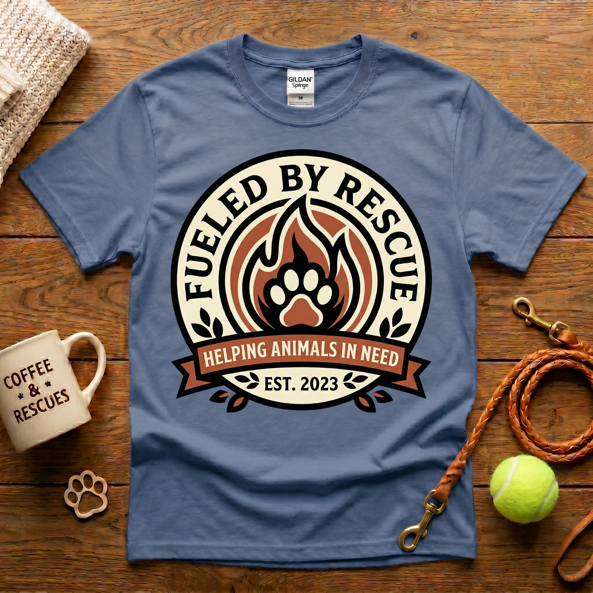 Fueled By Rescue Animal Rescue T-Shirt - Tattoo Badge