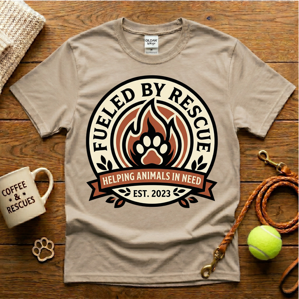 Fueled By Rescue Animal Rescue T-Shirt - Tattoo Badge