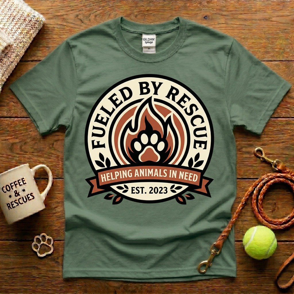 Fueled By Rescue Animal Rescue T-Shirt - Tattoo Badge