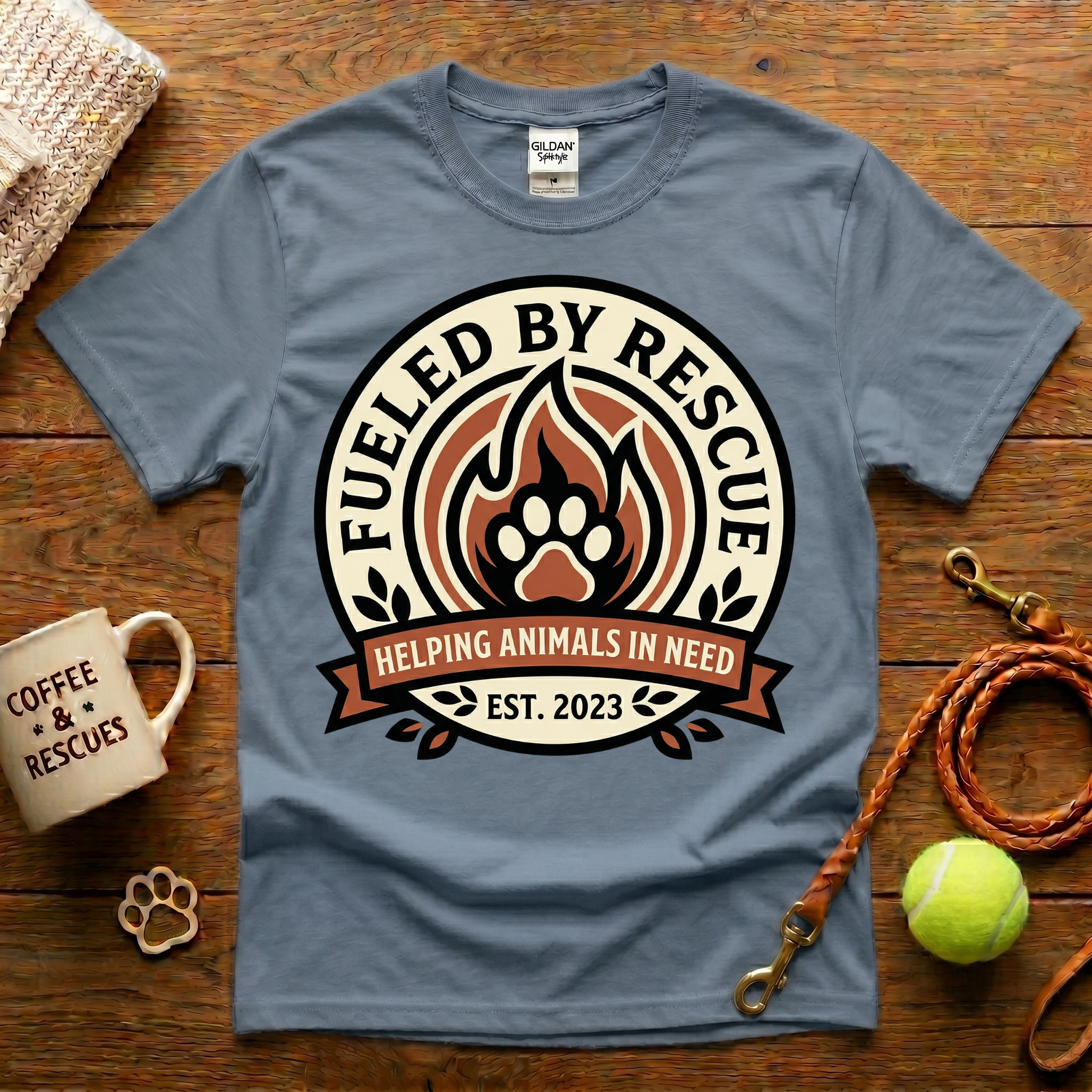 Fueled By Rescue Animal Rescue T-Shirt - Tattoo Badge