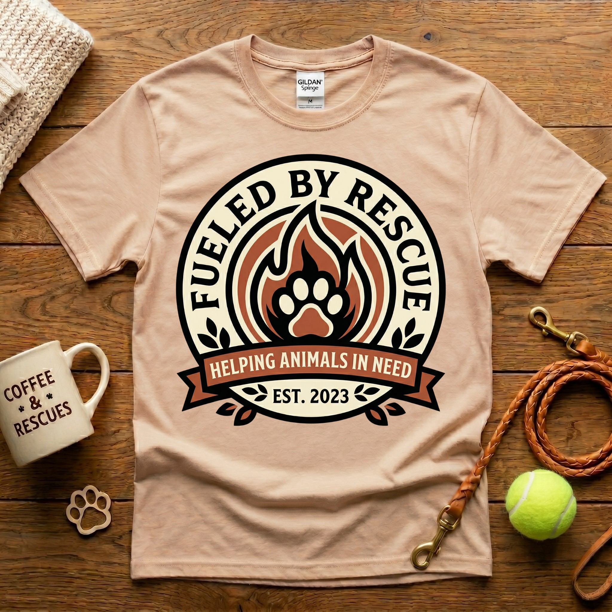 Fueled By Rescue Animal Rescue T-Shirt - Tattoo Badge