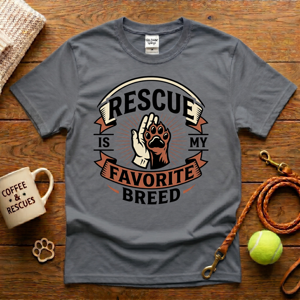 Rescue Is My Favorite Breed Animal Rescue T-Shirt - Tattoo Badge