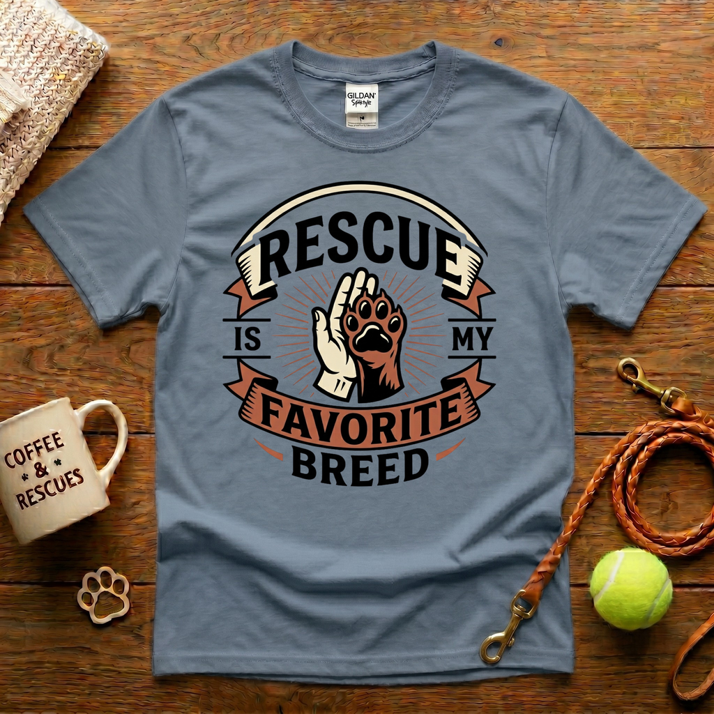Rescue Is My Favorite Breed Animal Rescue T-Shirt - Tattoo Badge