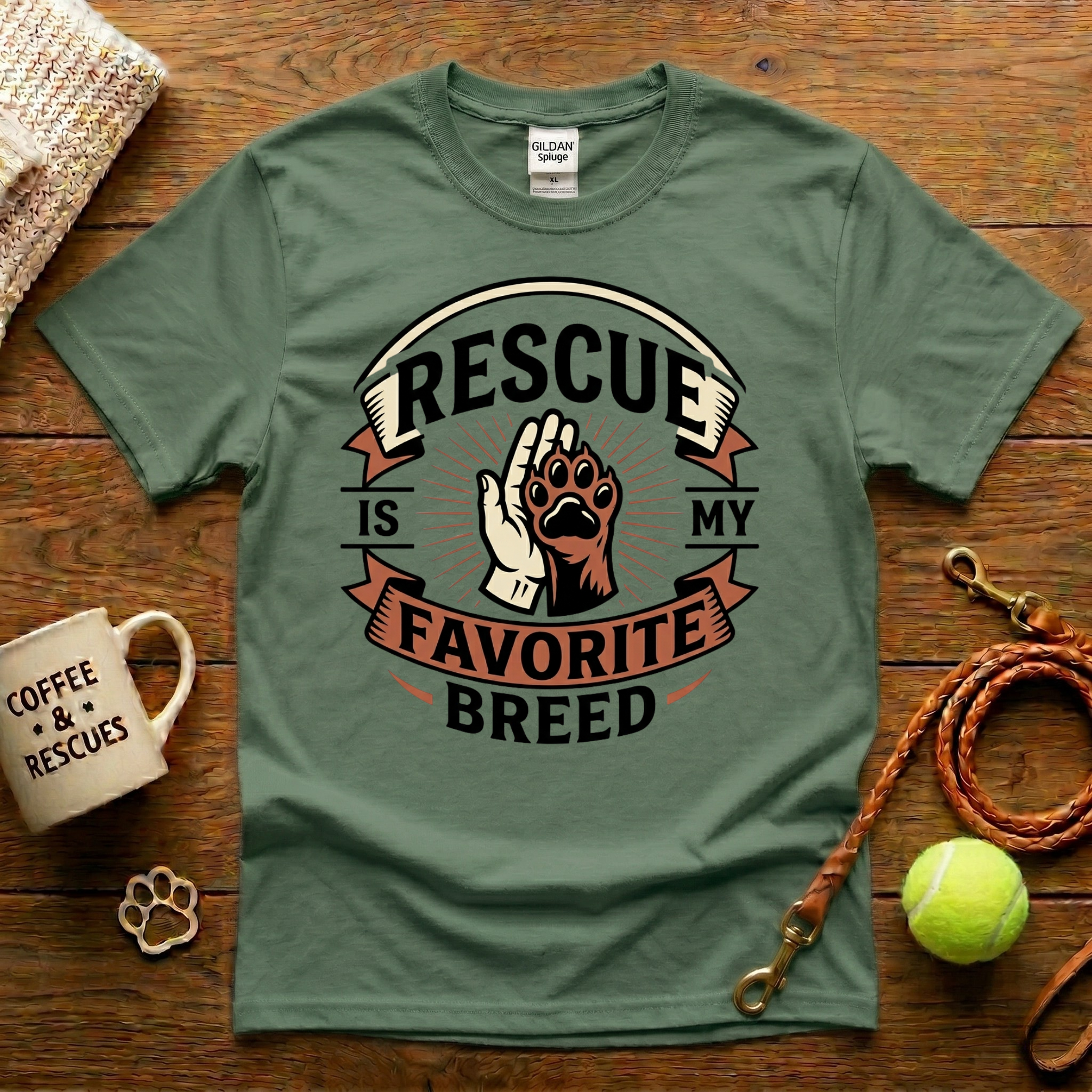 Rescue Is My Favorite Breed Animal Rescue T-Shirt - Tattoo Badge