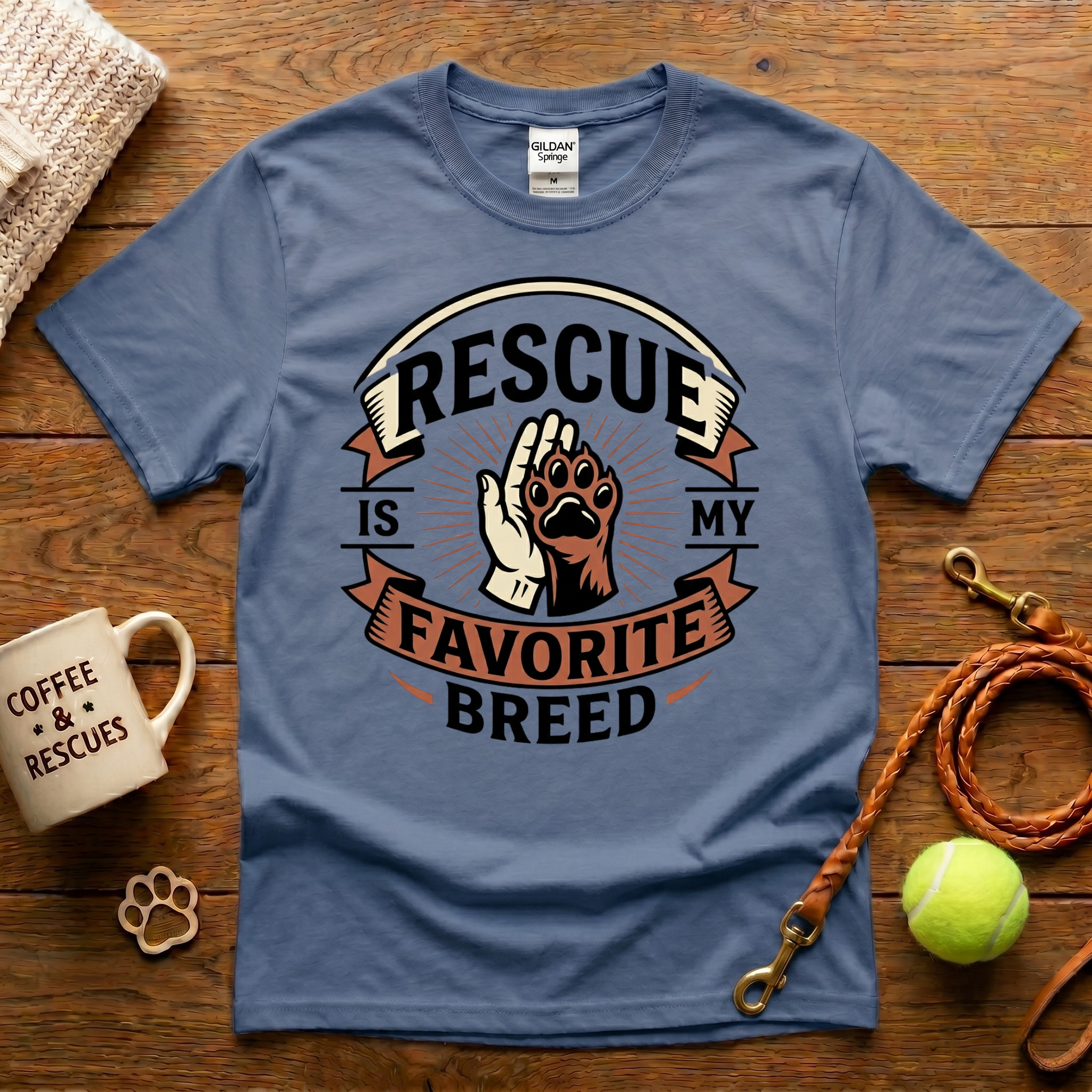 Rescue Is My Favorite Breed Animal Rescue T-Shirt - Tattoo Badge