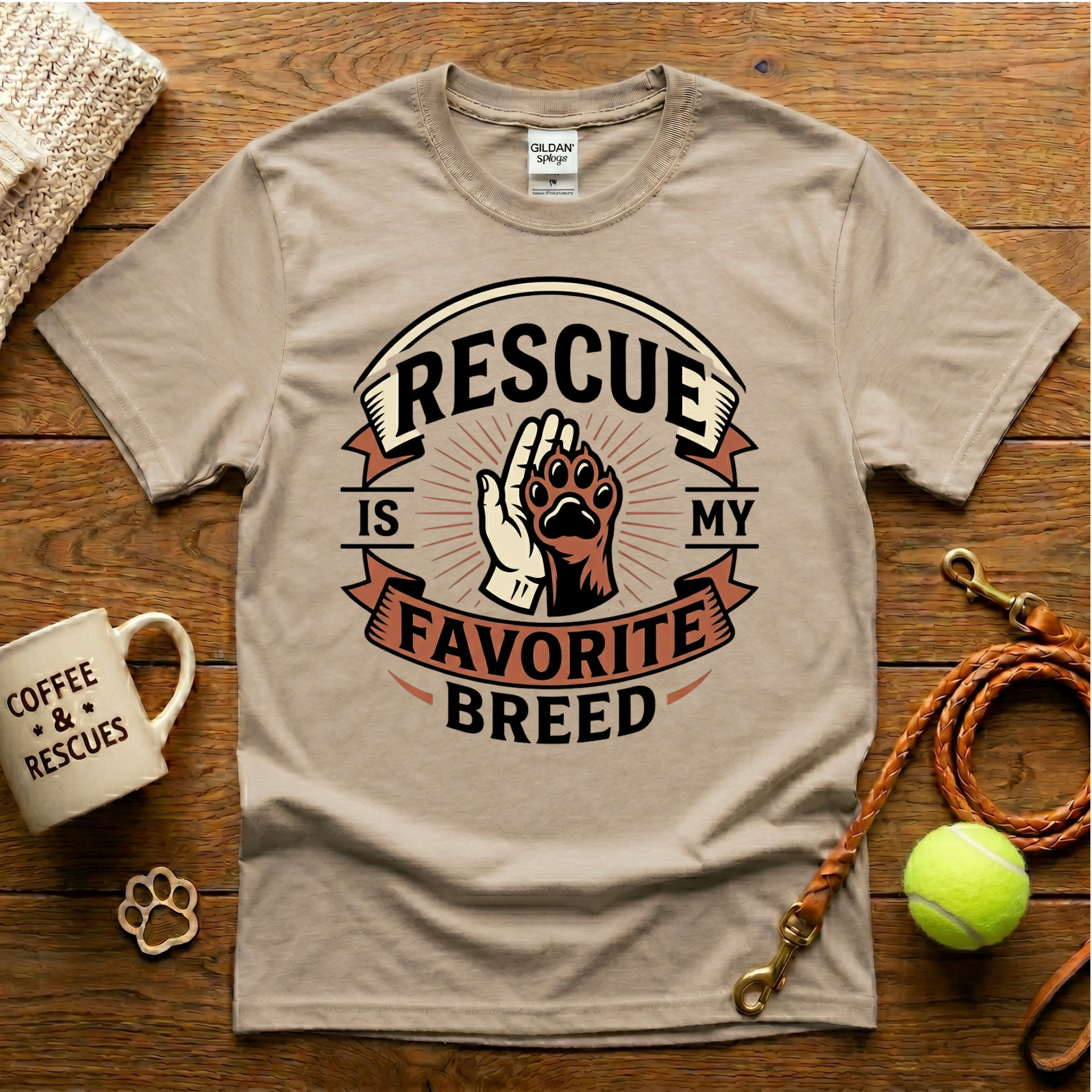 Rescue Is My Favorite Breed Animal Rescue T-Shirt - Tattoo Badge