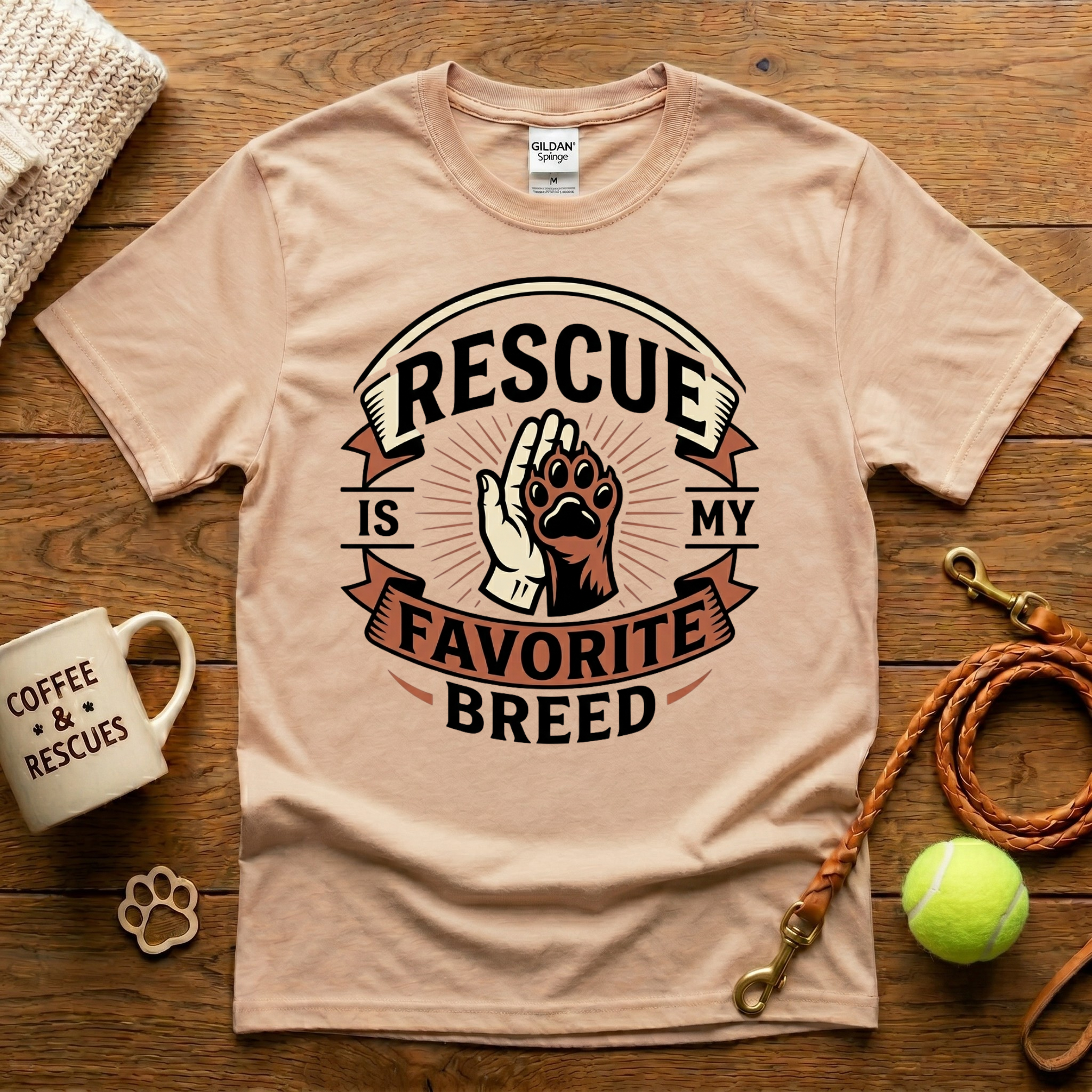 Rescue Is My Favorite Breed Animal Rescue T-Shirt - Tattoo Badge
