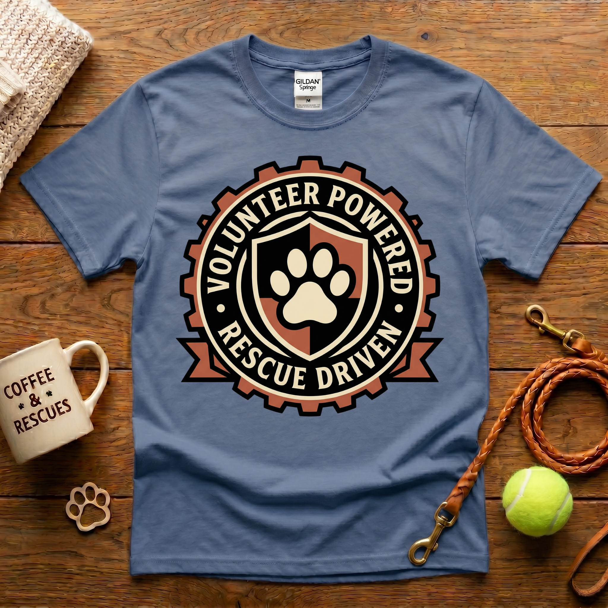 Volunteer Powered Rescue Driven  Animal Rescue T-Shirt - Tattoo Badge