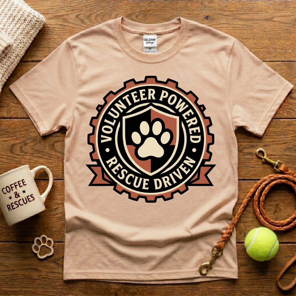 Volunteer Powered Rescue Driven  Animal Rescue T-Shirt - Tattoo Badge