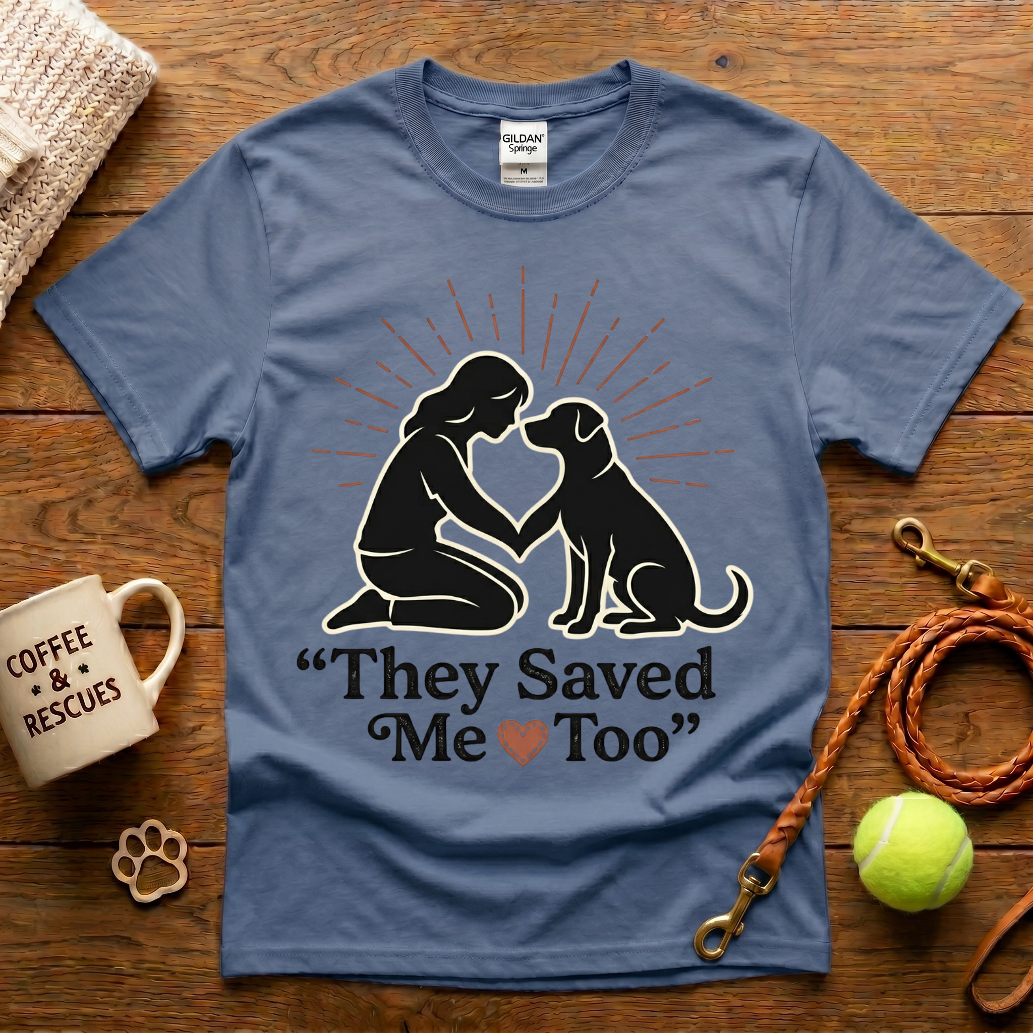 They Saved Me Too Animal Rescue T-Shirt - Tattoo Badge