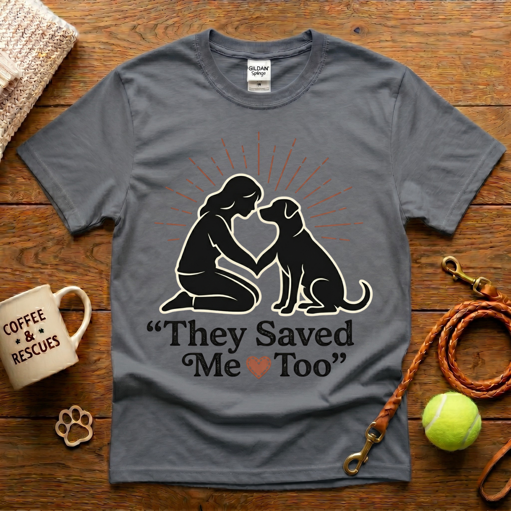 They Saved Me Too Animal Rescue T-Shirt - Tattoo Badge