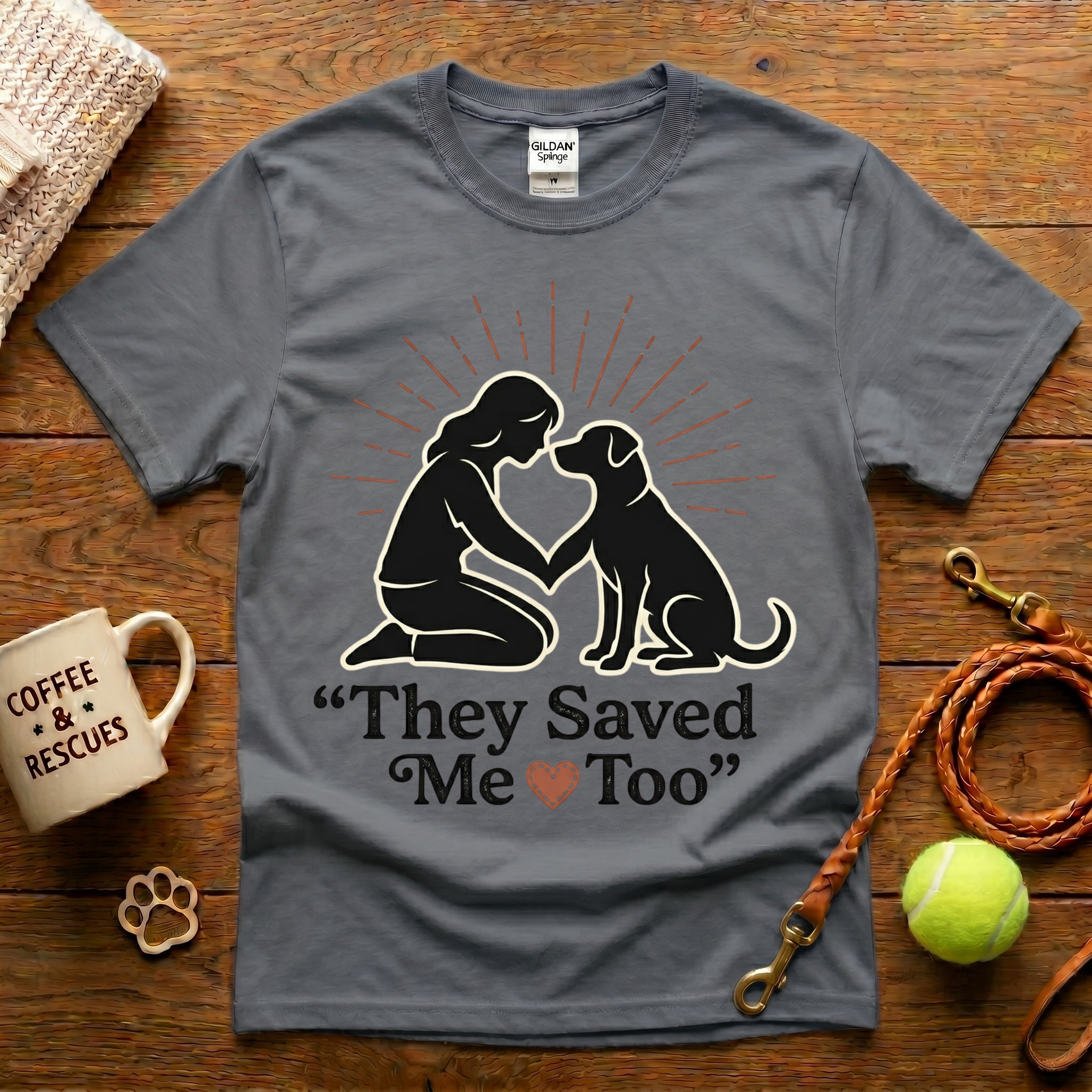 They Saved Me Too Animal Rescue T-Shirt - Tattoo Badge