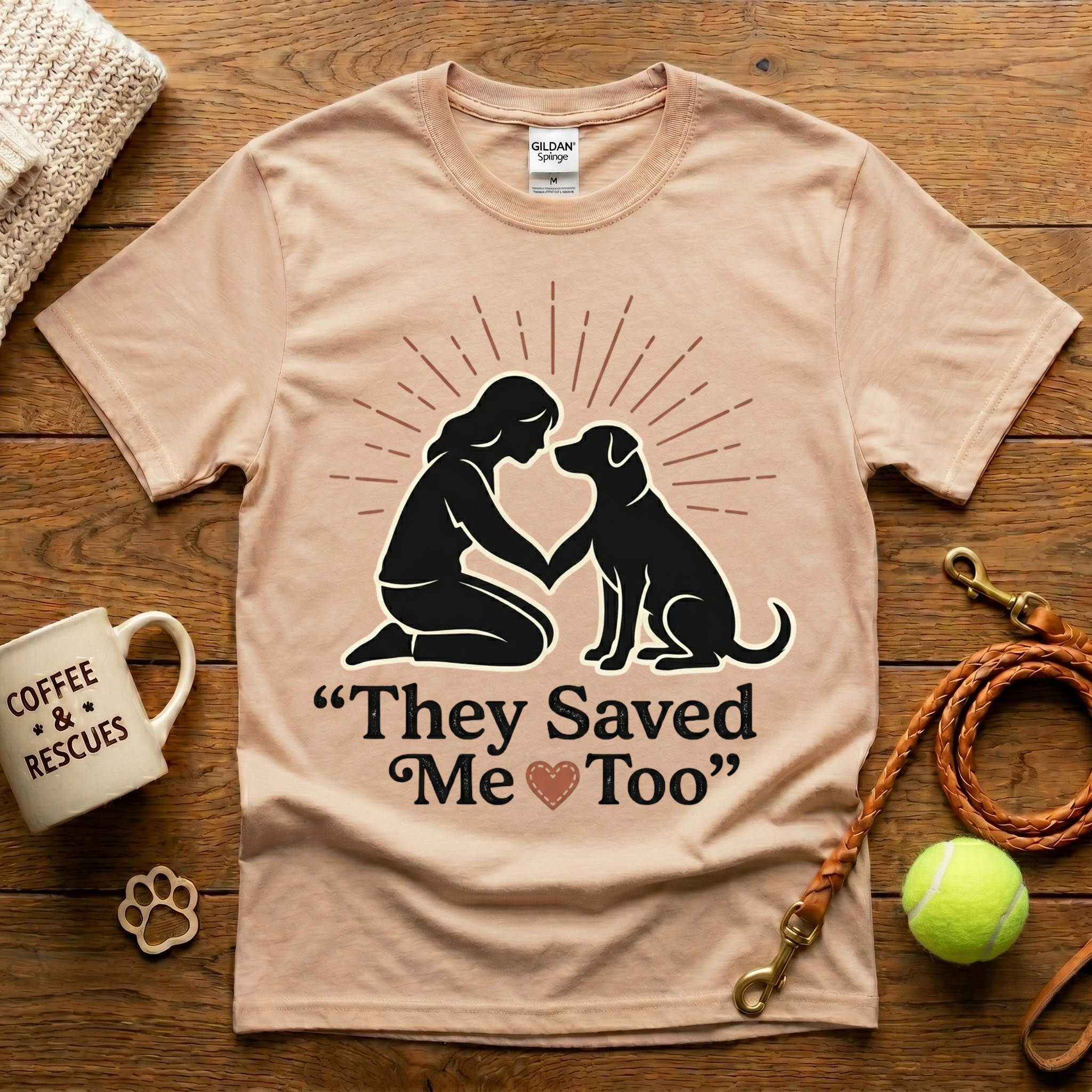 They Saved Me Too Animal Rescue T-Shirt - Tattoo Badge
