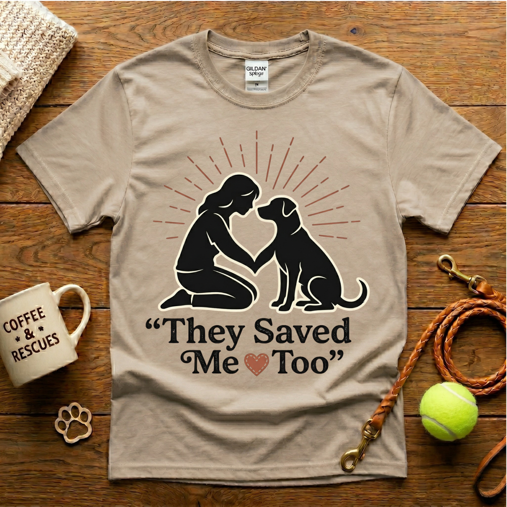 They Saved Me Too Animal Rescue T-Shirt - Tattoo Badge