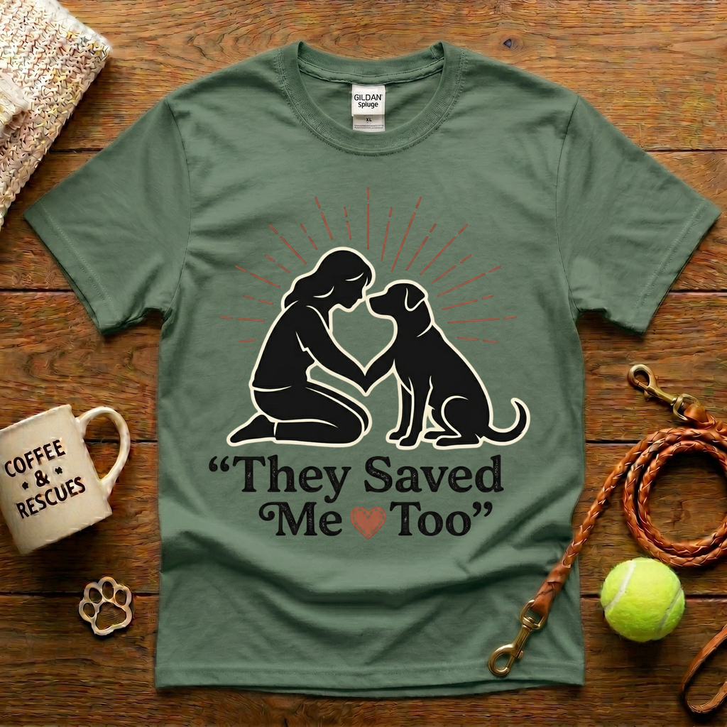 They Saved Me Too Animal Rescue T-Shirt - Tattoo Badge