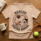 Rescue. Foster. Repeat. Animal Rescue T-Shirt - Tattoo Badge