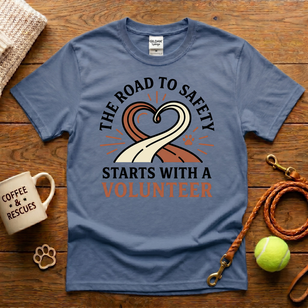The Road To Safety Starts With A Volunteer Animal Rescue T-Shirt - Tattoo Badge