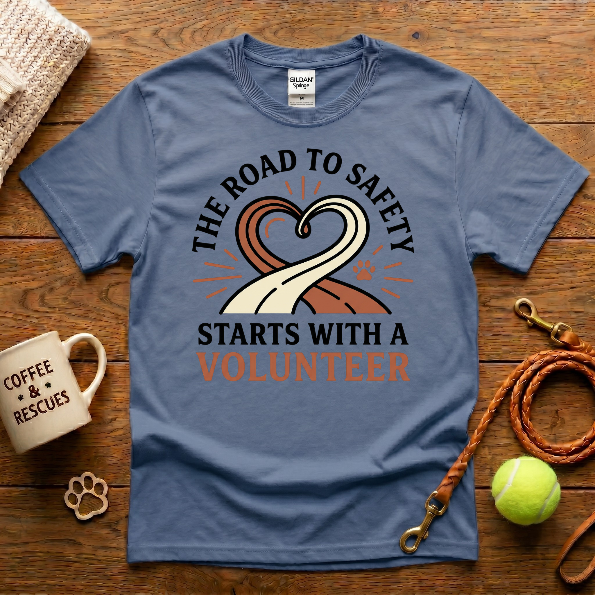 The Road To Safety Starts With A Volunteer Animal Rescue T-Shirt - Tattoo Badge