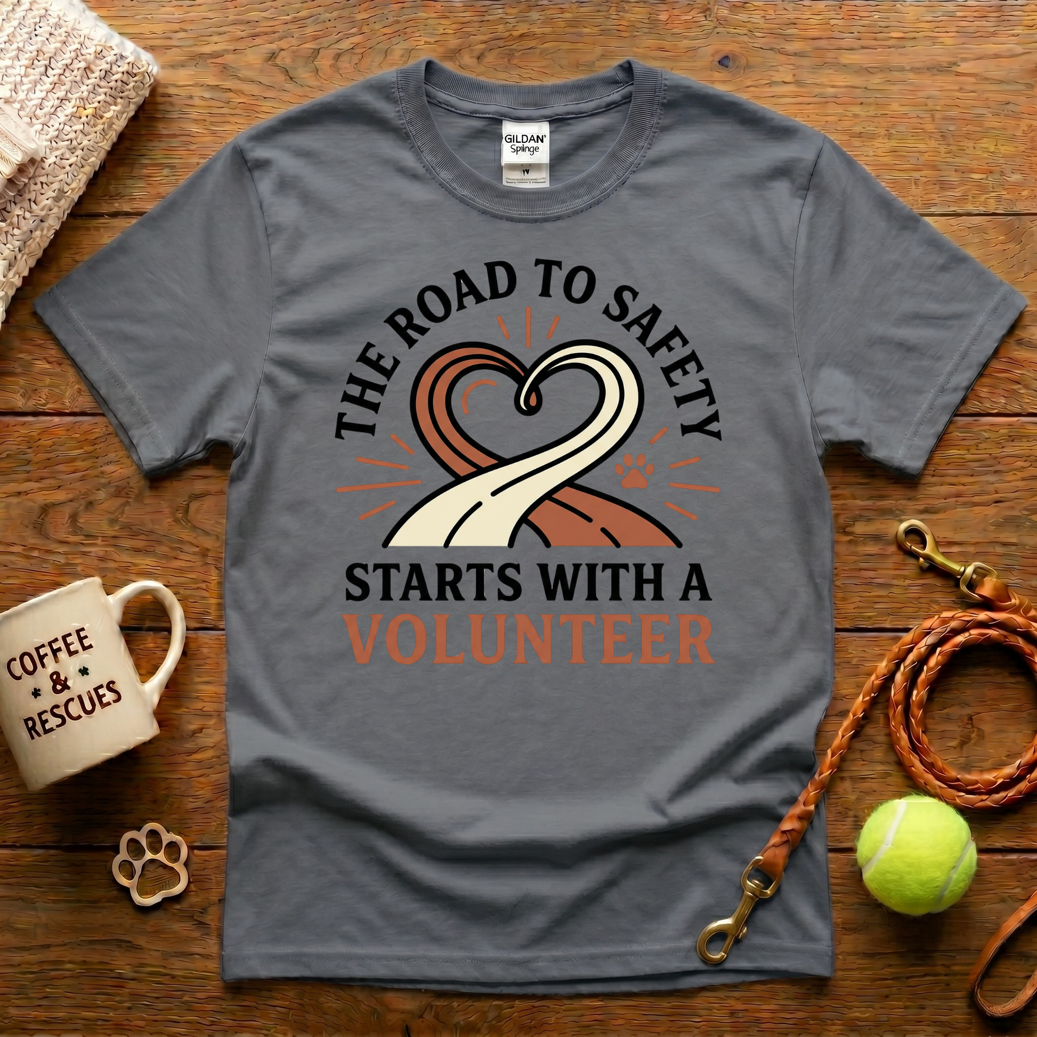 The Road To Safety Starts With A Volunteer Animal Rescue T-Shirt - Tattoo Badge