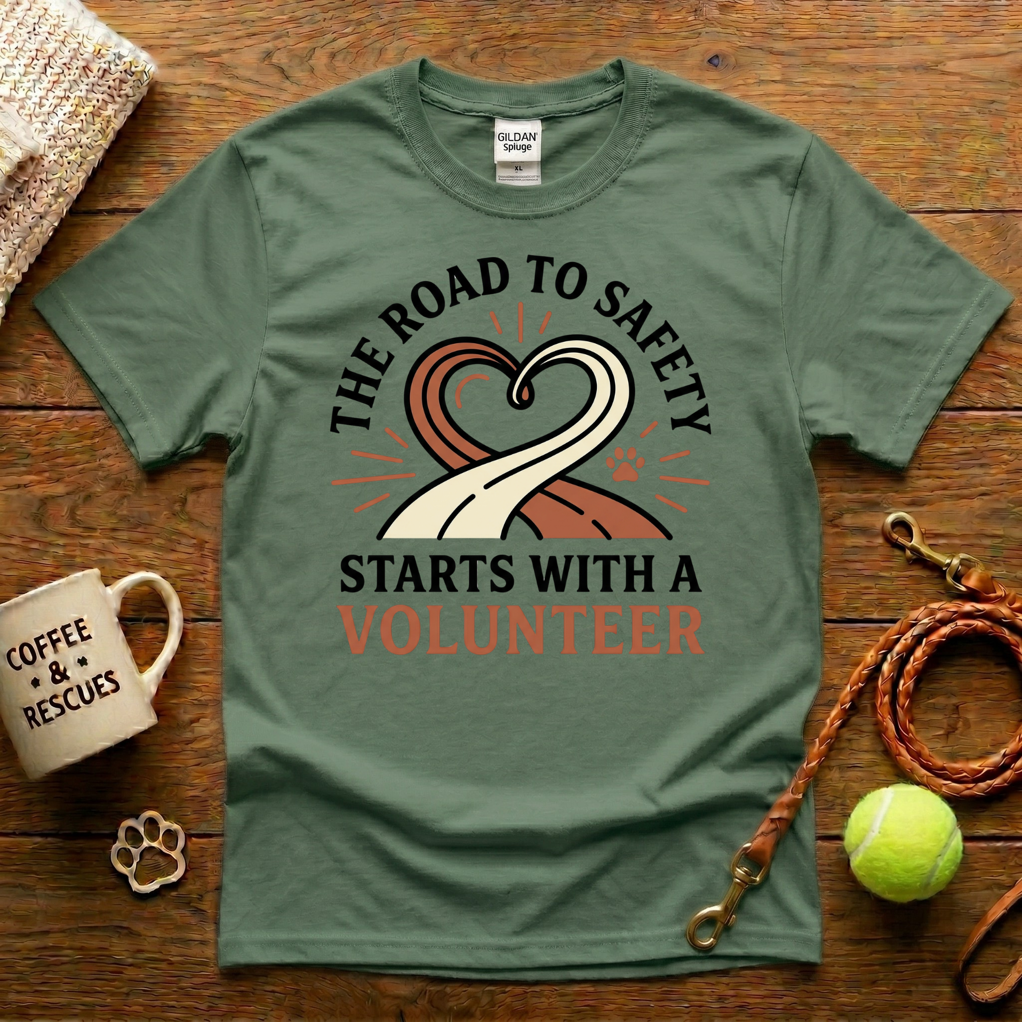 The Road To Safety Starts With A Volunteer Animal Rescue T-Shirt - Tattoo Badge
