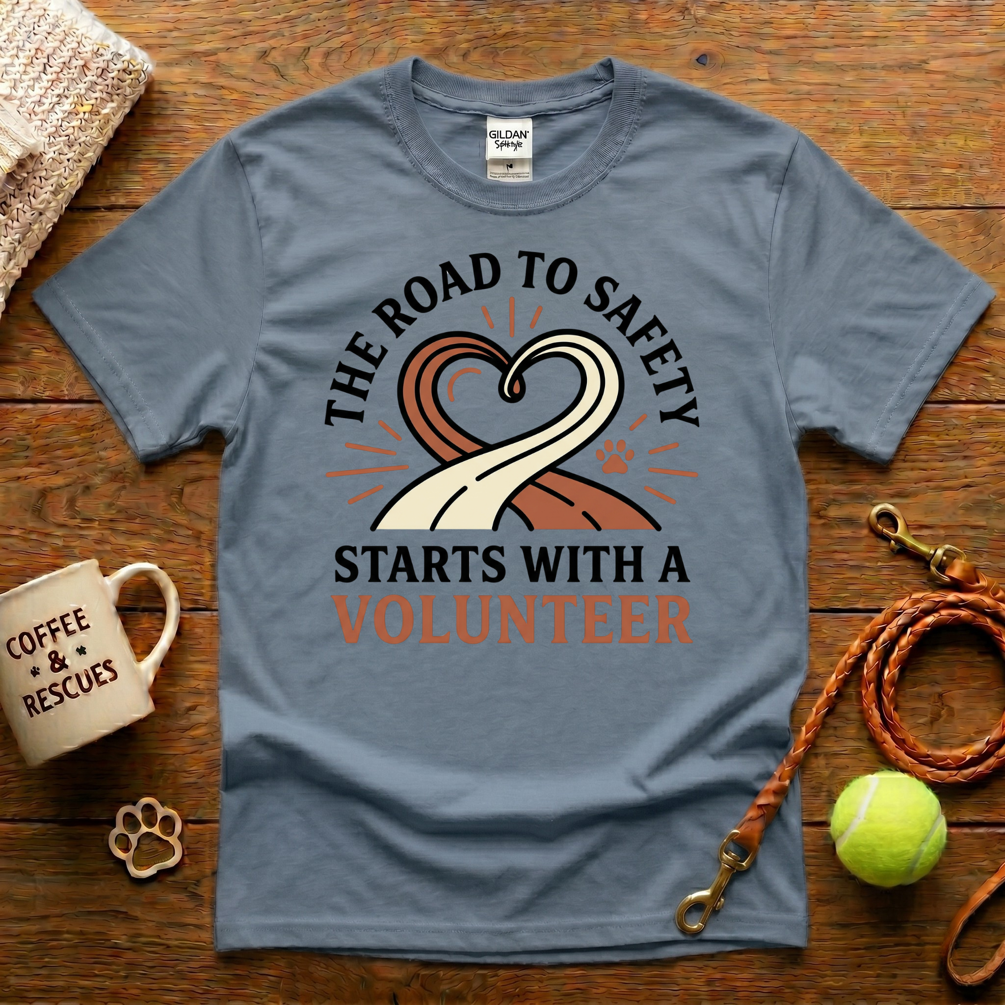 The Road To Safety Starts With A Volunteer Animal Rescue T-Shirt - Tattoo Badge
