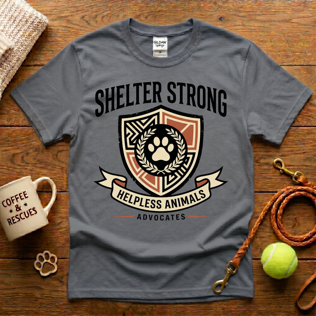 Shelter Strong Animal Rescue T-Shirt - Tattoo Badge