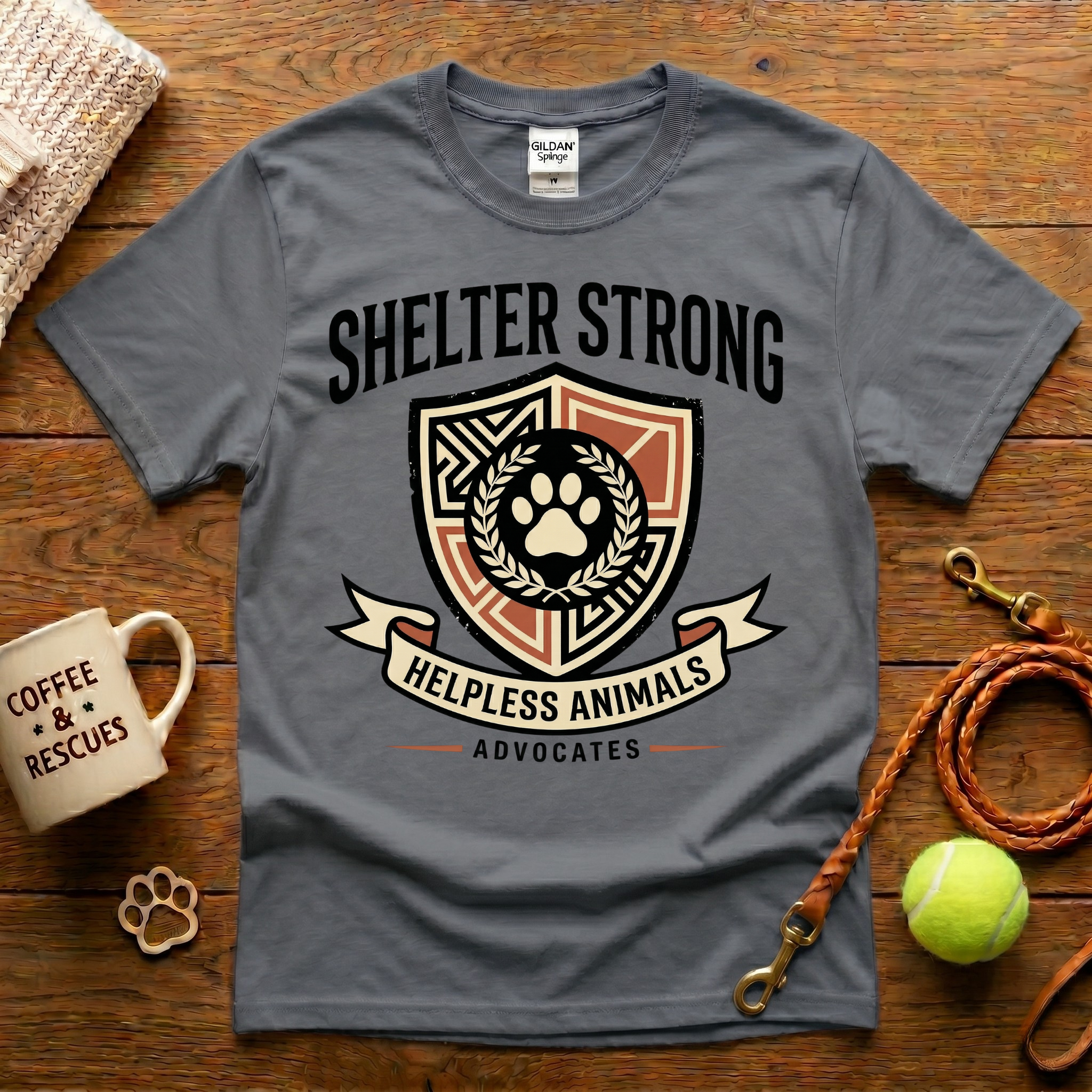 Shelter Strong Animal Rescue T-Shirt - Tattoo Badge