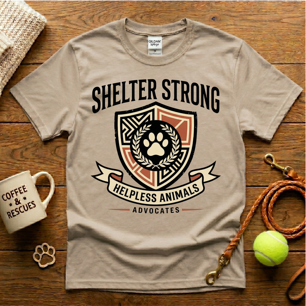 Shelter Strong Animal Rescue T-Shirt - Tattoo Badge