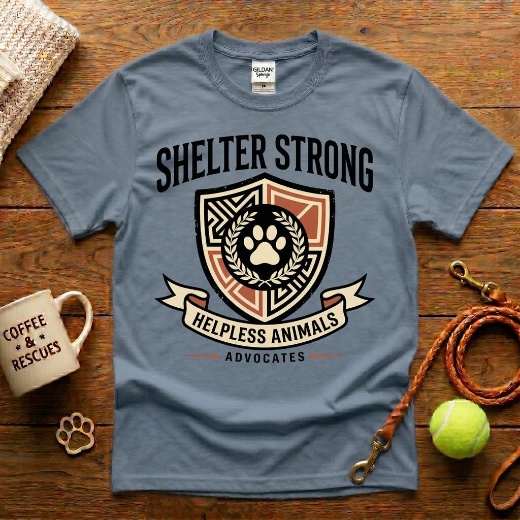Shelter Strong Animal Rescue T-Shirt - Tattoo Badge
