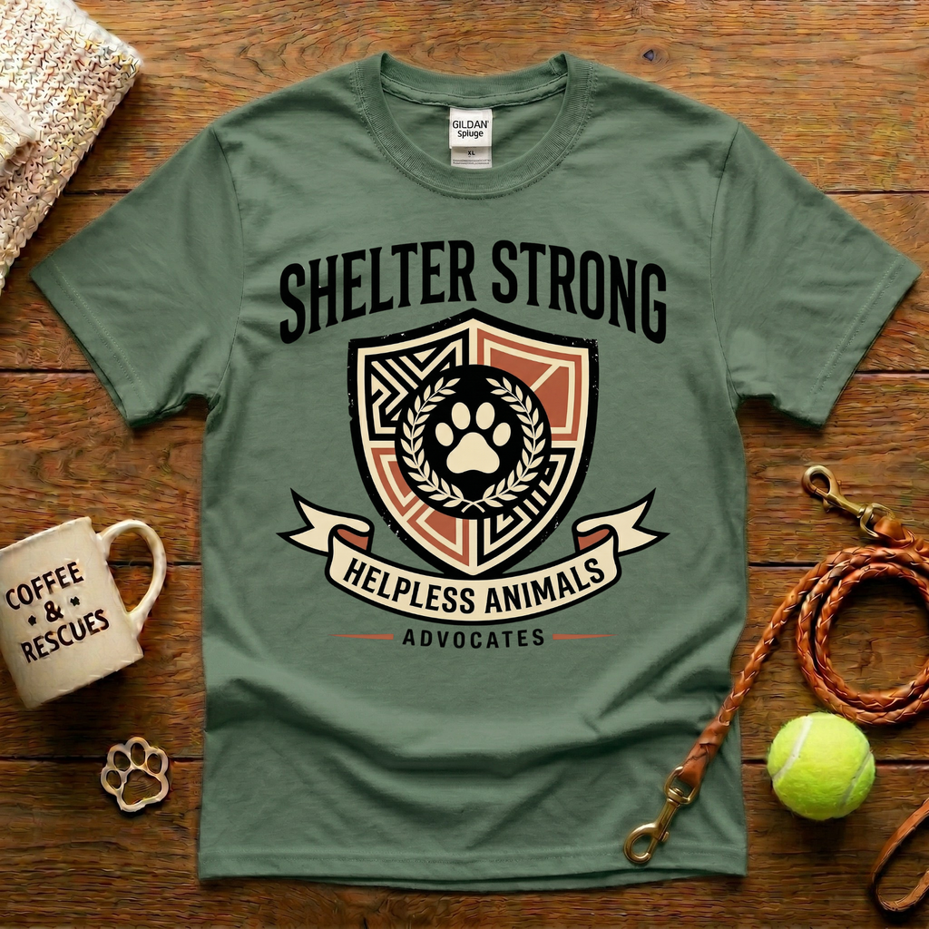 Shelter Strong Animal Rescue T-Shirt - Tattoo Badge