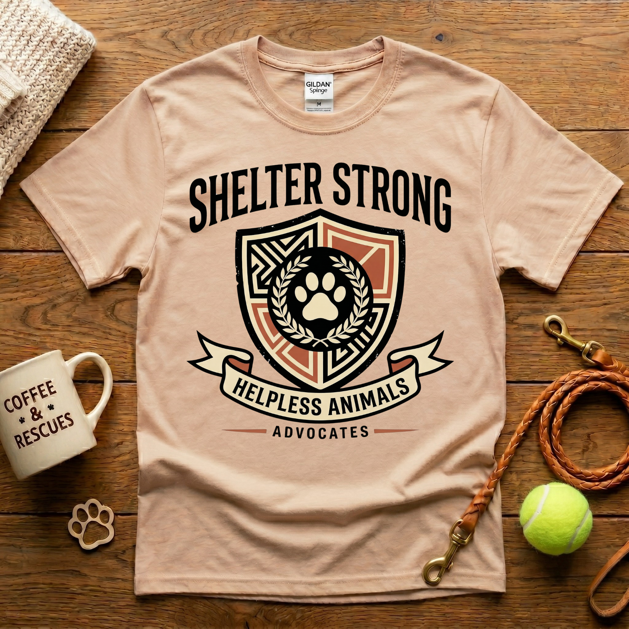 Shelter Strong Animal Rescue T-Shirt - Tattoo Badge