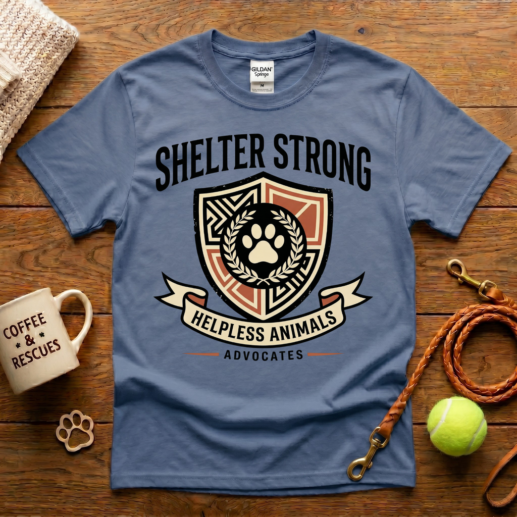 Shelter Strong Animal Rescue T-Shirt - Tattoo Badge