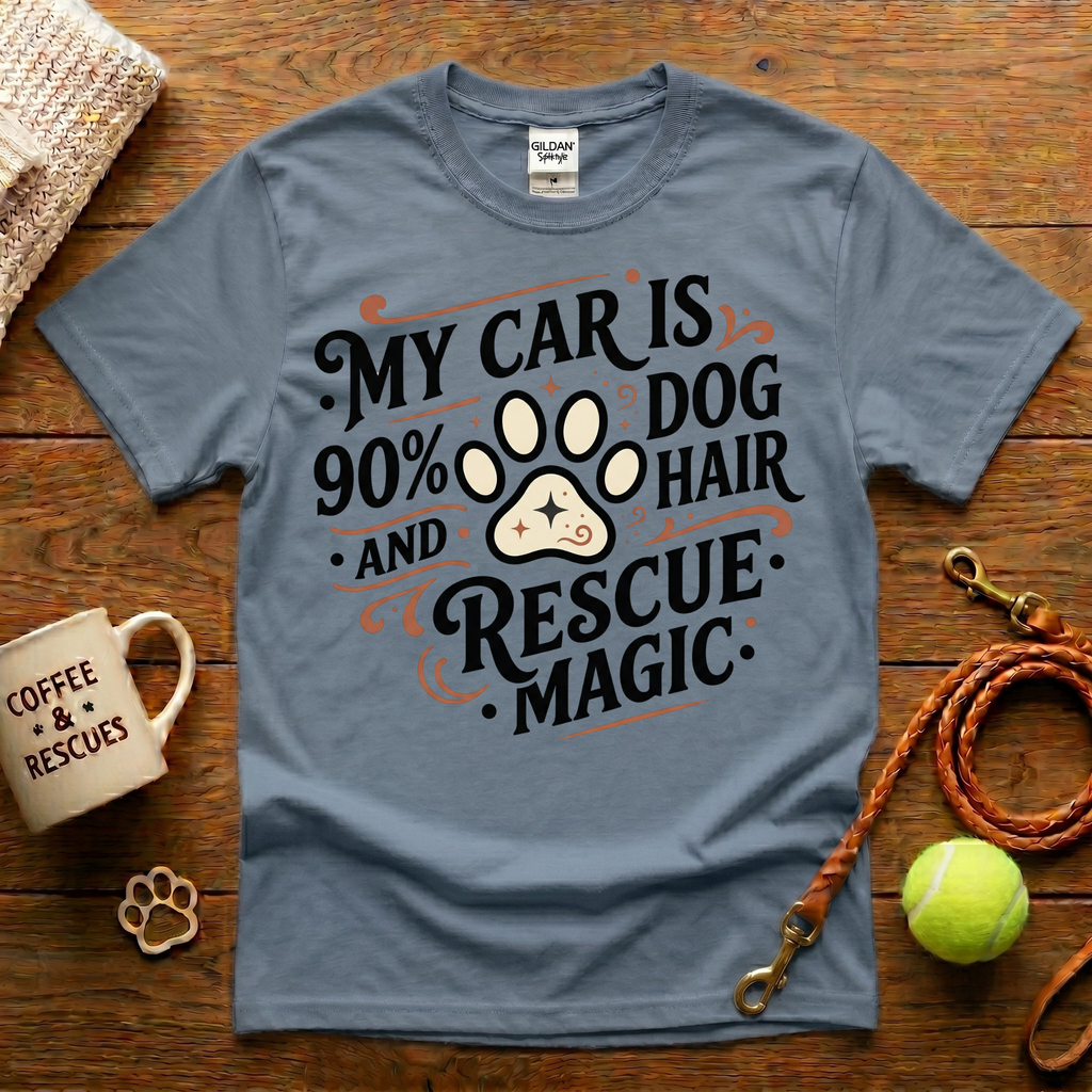My Car Is 90% Dog Hair And Rescue Magic Animal Rescue T-Shirt - Tattoo Badge