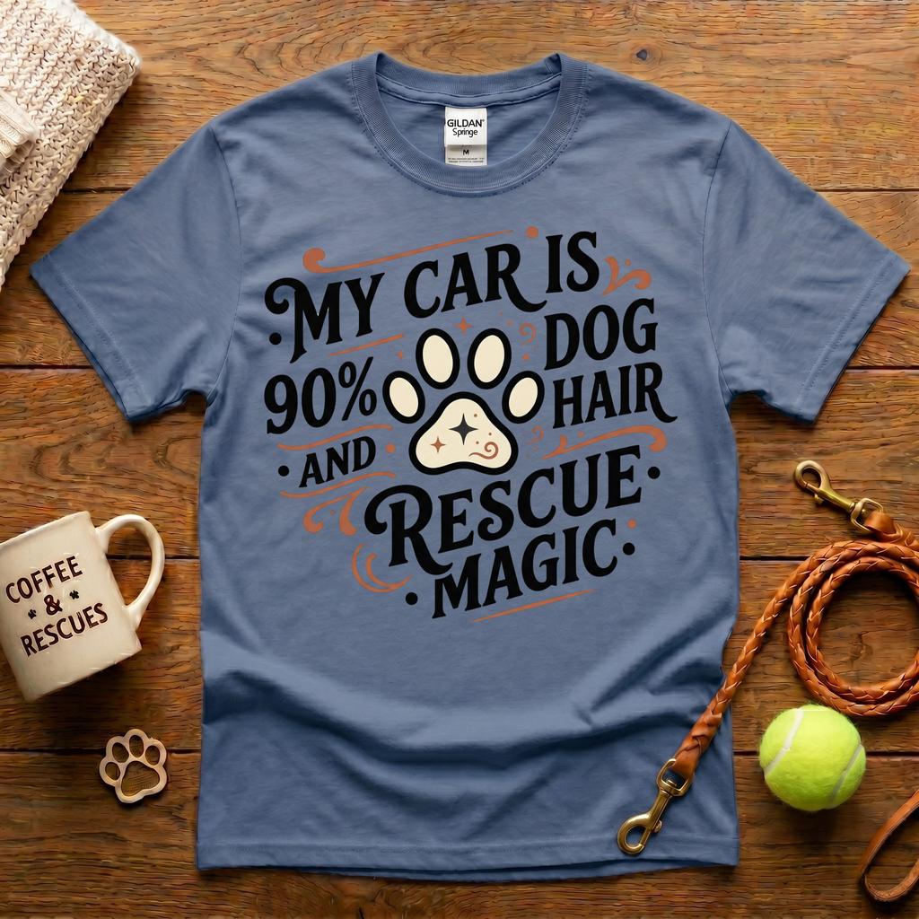 My Car Is 90% Dog Hair And Rescue Magic Animal Rescue T-Shirt - Tattoo Badge