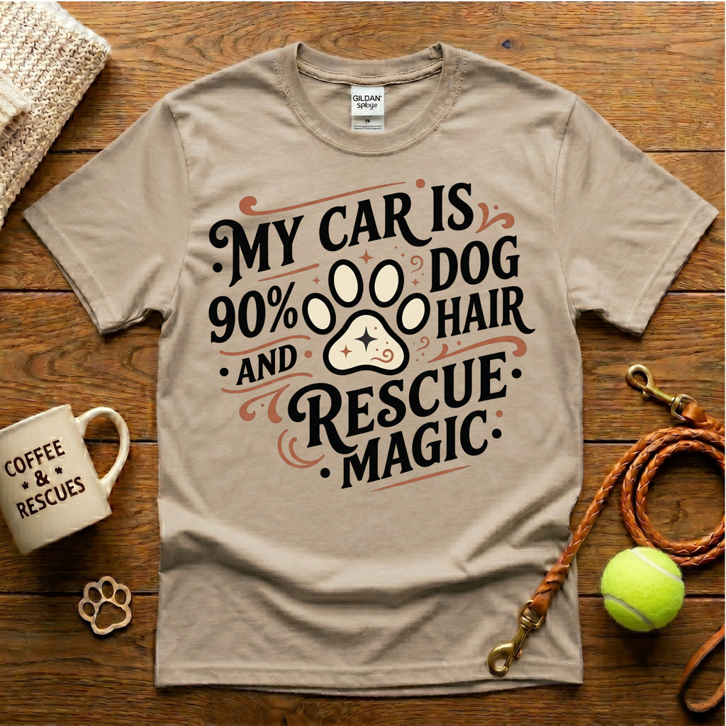 My Car Is 90% Dog Hair And Rescue Magic Animal Rescue T-Shirt - Tattoo Badge