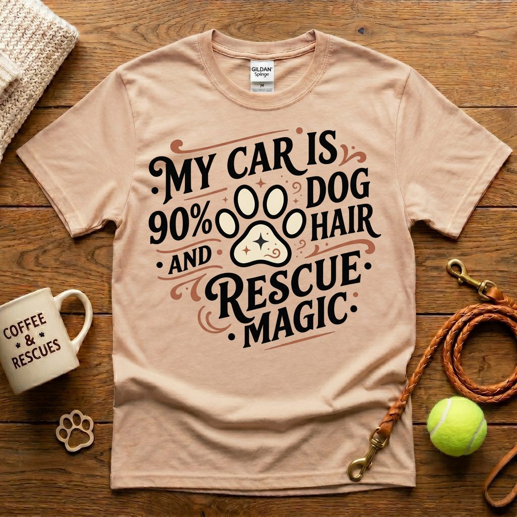 My Car Is 90% Dog Hair And Rescue Magic Animal Rescue T-Shirt - Tattoo Badge
