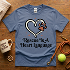 Rescue Is A Heart Language Animal Rescue T-Shirt - Tattoo Badge